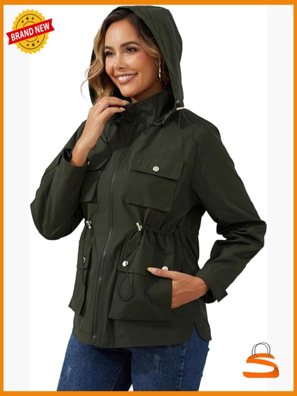 Packable Military Utility Raincoat Jacket Windbreaker for Outdoor Travel